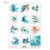  Żółw morski, złota rybka, ryby, delfin, ośmiornica, manta, płaszczka, ocean, fauna, akwarela*Sea turtle, goldfish, fish, dolphin, octopus, manta ray, stingray, ocean, fauna, watercolor